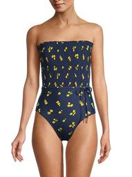 Floral-Print Smocked One-Piece Swimsuit