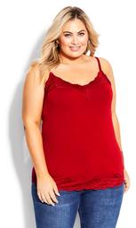 Lace Cami Top - red