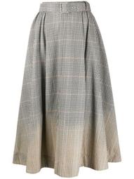 faded check midi skirt