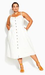 Button Baby Dress - ivory