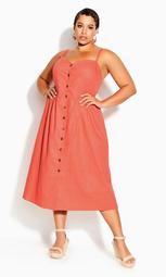 Button Baby Dress - coral