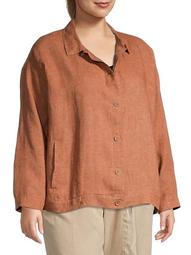Plus Organic Linen Shirt Jacket