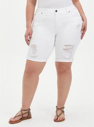 Mid Rise Bermuda Short - Vintage Stretch White