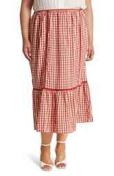 Tiered Gingham Maxi Skirt