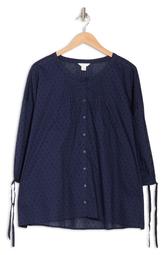 3/4 Sleeve Button Down Texturized Blouse