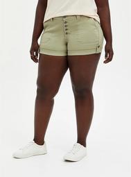Green Buttonfly Twill Military Short