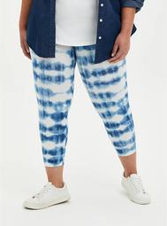 Crop Premium Legging - Tie Dye Stripe Blue & White