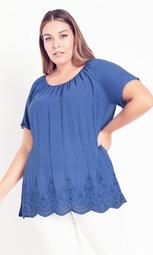 Payton Embroidered Top - blue