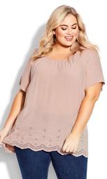 Payton Embroidered Top - dusty mauve