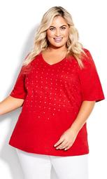 Sparkling Stars Tee - red