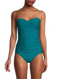 Pleated Bandeau One-Piece Swimsuit