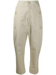 cropped tapered-leg cotton trousers