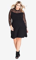 Lace Knit Dress - black
