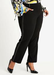 Faux Leather Trim Ankle Skinny Pant