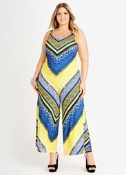 Abstract Knit Wide Leg Jumpsuit