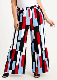Abstract Colorblock Wide Leg Pant