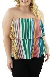 Strapless Stripe Tiered Blouse