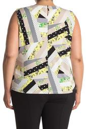 Pleated Neck Mixed Printed Tank