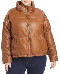 Faux Leather Puffer Jacket - 100% Exclusive