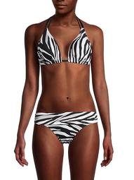 Zebra-Print Halter Bikini Top