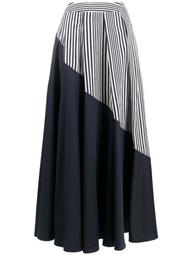vertical stripe panel flared skirt