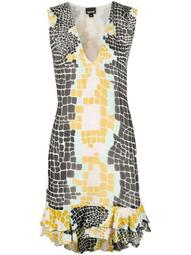 abstract-print ruffle-hem dress
