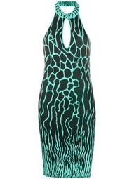 abstract-print halter-neck dress