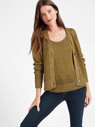Shimmer Linen-Blend Cardigan Sweater