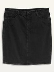 Extra High-Waisted Secret-Slim Pockets Ripped Plus-Size Jean Skirt