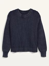 Acid-Wash Shaker-Stitch Plus-Size Sweater