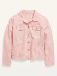 Cropped Plus-Size Pink Jean Jacket