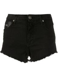 faux leather patch shorts