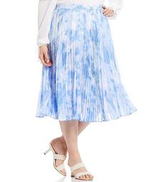 MICHAEL Michael Kors Plus Size Breezy Tie Dye Print Georgette Pull-On Pleated Skirt