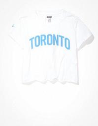 Tailgate Women's Toronto Blue Jays Cropped Roll Sleeve T-Shirt