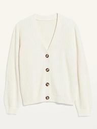 Textured Shaker-Stitch Button-Front Plus-Size Cardigan Sweater