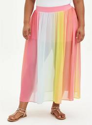 Multi Stripe High Waist Chiffon Maxi Skirt