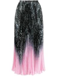 pleated leopard-print silk midi skirt
