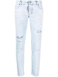 low-rise distressed  skinny jeans