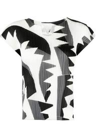 graphic-print pleated blouse