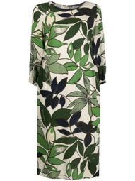 leaf pattern midi dress