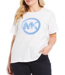 MICHAEL Michael Kors Plus Size Tie Dye MK Logo Circle Print Cotton Tee