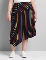 Striped Asymmetrical-Hem Skirt