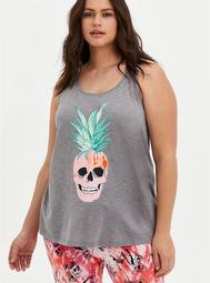 Heather Grey Pineapple Skull Sleep Tank
