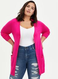Pink Button Front Cardigan
