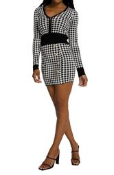 Lil' Fitted Houndstooth Cardigan Sweater