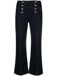 high-rise embossed-buttons cropped jeans