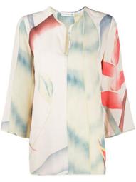 Foliage print tunic blouse