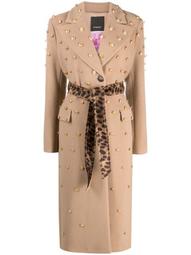 Reimagine button-embellished wraparound coat