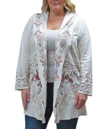 Plus Size Billie Drape Front Embroidered Cardigan Jacket