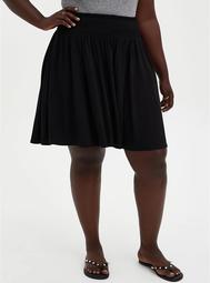 Black Super Soft Smock Waist Skater Skirt